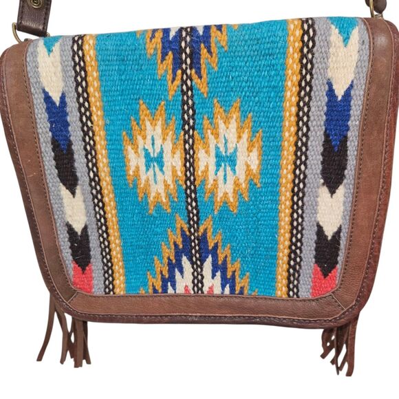 American Darling Saddle Blanket Leather Crossbody Bag Western Fringed Purse - Picture 3 of 11
